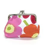 marimekko（マリメッコ） MINI-UNIKKO TUPLA KUKKARO ミニウニッコ柄 がま口財布 小銭入れ ポーチ ホワイト／オレンジ 034735 201 white／orange