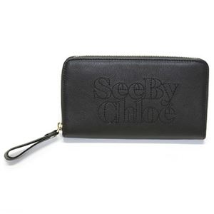 SEE BY CHLOE（シーバイクロエ） ロゴステッチ ラウンドファスナー長財布 ブラック ≪2013AW≫ 9P7445 N199 001 BLACK