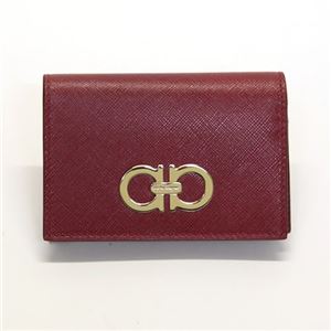 Ferragamo（サルバトーレフェラガモ） ダブルガンチーニ 型押しカーフ カードケース 名刺入れ ≪2013AW≫ 22 A552 ROSSO 549912
