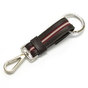 Bally（バリー） フック付 キーリング キーホルダー カーフ／キャンバス チョコレート ≪2013AW≫ SWANO.SA 371 CHOCOLATE