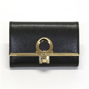 Ferragamo（サルバトーレフェラガモ） ガンチーニ 型押しカーフ 6連キーケース ≪2013AW≫ 22 4627 NERO／ROSSO 549452
