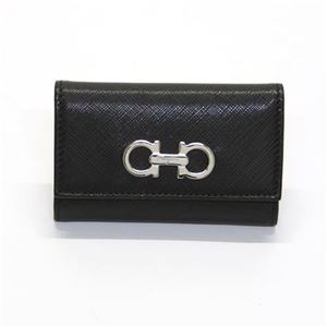 Ferragamo（サルバトーレフェラガモ） ダブルガンチーニ 型押しカーフ 6連キーケース ≪2013AW≫ 22 B853 NERO 549351
