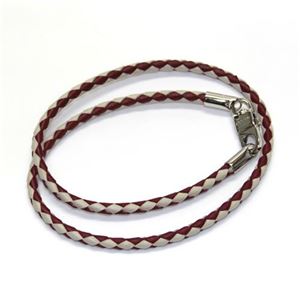 Bally（バリー） 編みこみレザーブレスレット バングル レッド／アイボリー ≪2013AW≫ STABBIO.SA.B 216 BALLY RED／WHITE IVORY