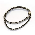 Bally（バリー） 編みこみレザーブレスレット バングル ブラック／アイボリー ≪2013AW≫ STABBIO.SA.B 104 BLACK／WHITE IVORY