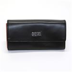 DIESEL（ディーゼル） FRESH ＆ BRIGHT Amazonite L字ファスナー小銭入れ付 二つ折り長財布 カウレザー ブラック／オレンジ ≪2013AW≫ X02055 PR378 H4868 Black／Spicy Orange