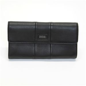 DIESEL（ディーゼル） GEMSTUDS Amazonite L字ファスナー小銭入れ付 二つ折り長財布 ラムレザー ブラック ≪2013AW≫ X02057 PR472 H2582 Black