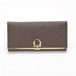 Ferragamo（サルバトーレフェラガモ） ガンチーニ 型押しカーフ パスケース付 二つ折り長財布 ≪2013AW≫ 22 4633 C DEEP TAUPE 557327