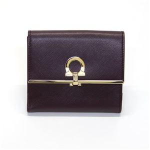 Ferragamo（サルバトーレフェラガモ） ガンチーニ 型押しカーフ パスケース付 Wホック 二つ折り財布 ≪2013AW≫ 22 4639 BAROLO 549420