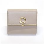Ferragamo（サルバトーレフェラガモ） ガンチーニ 型押しカーフ パスケース付 Wホック 二つ折り財布 ≪2013AW≫ 22 4639 NEW BISQUE／MORNING ROSE 549460