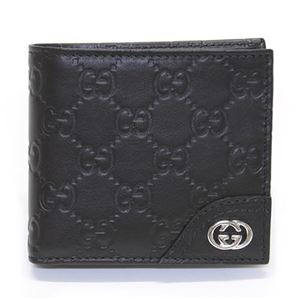 Gucci（グッチ） グッチシマ インターロッキングG 小銭入れ付 二つ折り財布 ブラック ≪2013AW≫ 181671 A0V1N 1000