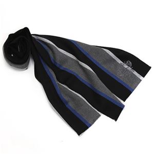 OROBIANCO（オロビアンコ） Orobianco UK エクストラファイン メリノウール100% ロゴ刺繍入り メンズマフラー ストライプ柄 ≪2013AW≫ OBJS-1303 RU4501 BLACK＆GREY STRIPES
