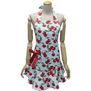 Jessie Steele（ジェシースティール） オシャレでキュートなファッションエプロン ≪2013AW≫ Kitchen Cherry チェリー柄 ライトブルー×レッド 111-JS-155