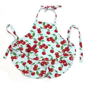 Jessie Steele（ジェシースティール） オシャレでキュートなファッションエプロン・キッズ用 ≪2013AW≫ Kitchen Cherry チェリー柄 ライトブルー×レッド 211-JS-155