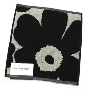 marimekko（マリメッコ） UNIKKO MINI TOWEL ウニッコ柄 オーガニックコットン ミニタオル 25cm×25cm ブラック／グレイ 63837 980 black／grey