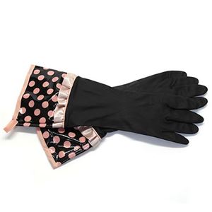 Jessie Steele（ジェシースティール） Rubber Gloves オシャレでキュートなゴム手袋 キッチングローブ≪2013AW≫ Brown ＆ Pink Polka Dot ドット柄／ブラック 802-JS-94J
