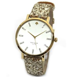 KATE SPADE（ケイトスペード） metro grand（メトロ） ダイヤルにラインストーン ストラップにゴールドスパンコールをまとったグラマラスなレディスウオッチ。替え用ストラップ付き 1YRU0296A