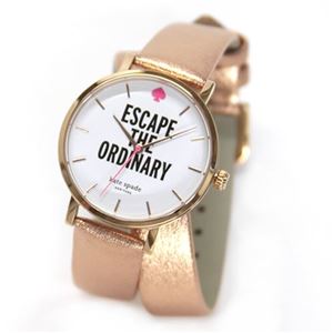 KATE SPADE（ケイトスペード） metro（メトロ） メタリックローズゴールドカラーの2重巻きレザーストラップ・ウオッチ 1YRU0301
