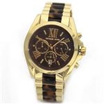 Michael Kors（マイケルコース） ゴールド＆ベッコウ・カラーの大きめクロノグラフ・ウオッチ。メンズもお薦めサイズ MK5696