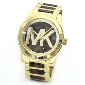 Michael Kors（マイケルコース） 3Dロゴ・インデックスが映えるゴールド＆べっこう・カラー・ブレスウオッチ。 MK5788