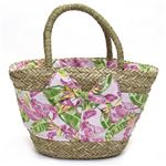 Jessie Steele（ジェシースティール） 大きなリボンとフラワープリント布がキュートなカゴバッグ Bird of Paradise Seagrass Beach Bag シーグラス ビーチバッグ 822-JS-253
