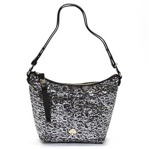 KATE SPADE（ケイトスペード） Leroy Street Glitter VIVIENNE 底面＆ファスナートップのリボンモチーフがキュート スパンコール 2WAY ショルダーバッグ PXRU4701 93 Chalky Grey