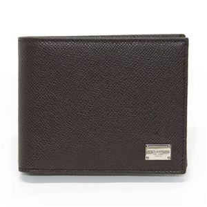 DOLCE＆GABBANA（ドルチェアンドガッバーナ） 小銭入れ付 二つ折り財布 型押しレザー ダークブラウン BP0457 A1001 80048