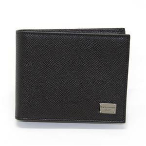 DOLCE＆GABBANA（ドルチェアンドガッバーナ） 小銭入れ付 二つ折り財布 型押しレザー ブラック BP0457 A1001 80999