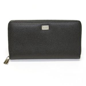 DOLCE＆GABBANA（ドルチェアンドガッバーナ） ラウンドファスナー長財布 型押しレザー ブラック BP1672 A1001 80999