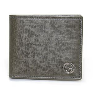 Gucci（グッチ） 型押しカーフ インターロッキングG 二つ折り財布 小銭入れ無し メタリックダークグレー 256334 AQY0N 1140