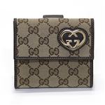 Gucci（グッチ） オリジナルGG ハートシェイプディティール Wホック 二つ折り財布 ベージュ×ブラウン 245727 FAFXG 9643