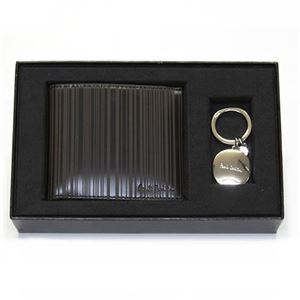 Paul smith（ポールスミス） 【メンズ・ギフトセット】 二つ折り財布 小銭入れ無し+キーリング AKXX BSET W502 B1 Black