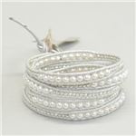 CHAN LUU（チャンルー） 5ラップブレスレット BS-2350 PEARL PEARL 【NEWカラー 2014 SS】ホワイトパール、シルバーナゲットをホワイトパールレザー編みこんだ5連ブレス