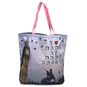 MARC BY MARC JACOBS（マークバイマークジェイコブス） Jet Set Pets Graphic Tote 「Bunny London」 ウサギ フォトグラフィックプリント ショッピング・トートバッグ エコバック ≪2014SS≫ M0003017 81848 Dusty Purple Multi
