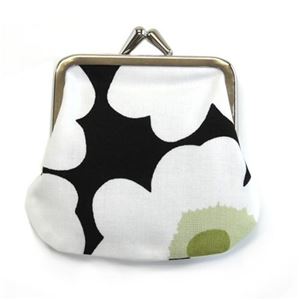 marimekko（マリメッコ） MINI-UNIKKO MINI KUKKARO ミニウニッコ柄 がま口 コットンパース コインケース 小銭入れ ミニ・ポーチ 34773 910 black／white／green