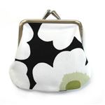 marimekko（マリメッコ） MINI-UNIKKO MINI KUKKARO ミニウニッコ柄 がま口 コットンパース コインケース 小銭入れ ミニ・ポーチ 34773 910 black／white／green