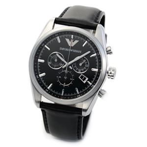 Emporio Armani（エンポリオ・アルマーニ） ちょっぴりクラシカルテイスト。ビジネスユースもお薦めのレザーストラップ・クロノグラフ・ウオッチ AR6039