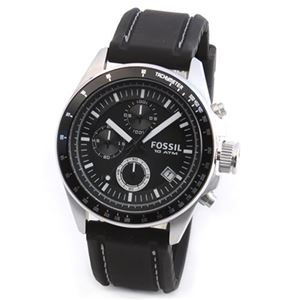 FOSSIL（フォッシル） スポーティーなルックス。大きめリューズで操作もよい、ホワイトステッチのラバーストラップのクロノグラフウオッチ CH2573