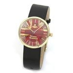 Vivienne Westwood（ヴィヴィアンウエストウッド） ヴィヴィアン風パンキッシュなユニオンジャックのインデックス。ブラックレザーストラップウオッチ。 VV021UJBK
