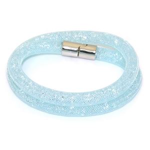 Swarovski（スワロフスキー） Stardust Light Blue Double スターダスト ダブルラップ 2重巻タイプ ブルー・クリスタル ブレスレット Mサイズ 5120149