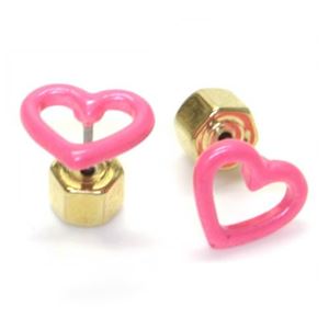 MARC BY MARC JACOBS（マークバイマークジェイコブス） Open Heart Studs エナメル オープンハート ピアス M0004216-676 KNOCKOUT PINK