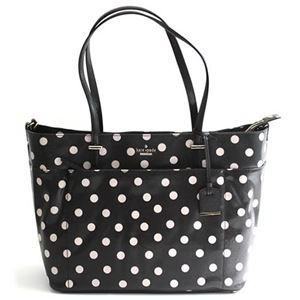 KATE SPADE（ケイトスペード） Cedar Street Dot Francis Baby Bag オムツ替えマット付 ドット柄 マザーズバッグ ベビーバッグ ≪2014AW≫ PXRU5125 96 Black／Deco Beige