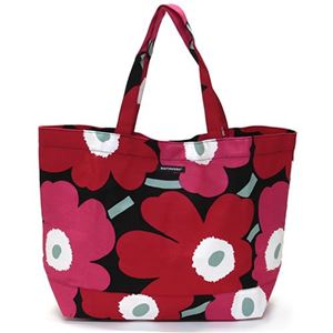 marimekko（マリメッコ） PIENI UNIKKO BAG ウニッコ柄 コットンキャンバス ショルダー・トートバッグ 38151 934 black／pink／red