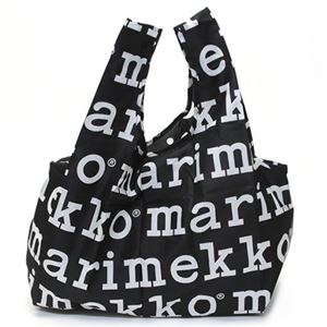 marimekko（マリメッコ） MARILOGO SMARTBAG マリメッコロゴ 収納ポーチ付 ショッピングトートバッグ エコバッグ 使わない時はコンパクトにたためて便利 41395 910 white／black