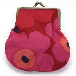 marimekko（マリメッコ） PIENI KUKKARO MINI UNIKKO ミニウニッコ柄 がま口 コットンパース ミニ・ポーチ 小物入れ 20310 301 red／dark red