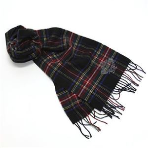 OROBIANCO（オロビアンコ） Orobianco UK ラムウール100% ロゴ刺繍入り メンズマフラー タータンチェック柄 ブラック系 ≪2014AW≫ OBJS-1402 KU0324 BLACK STEWART