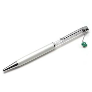 Swarovski（スワロフスキー） 160粒のクリスタルの輝き Crystalline Ballpoint Pen クロ-バーチャーム付 クリスタル・ボールペン White Pearl Green Clover 1097052