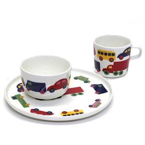 marimekko（マリメッコ） BO BOO KIDS SET クルマモチーフ キッズ用食器3点セット 63447 13 white／blue／multicolour