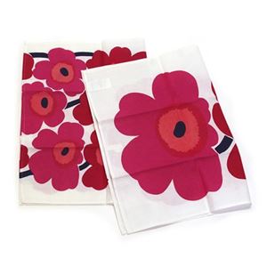 marimekko（マリメッコ） UNIKKO TEA TOWEL ウニッコ柄 ティータオル キッチンクロス 47cm×70cm 2枚セット 66943 1 white／red