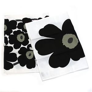 marimekko（マリメッコ） UNIKKO TEA TOWEL ウニッコ柄 ティータオル キッチンクロス 47cm×70cm 2枚セット 66943 30 white／black