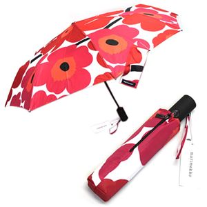marimekko（マリメッコ） PIENI UNIKKO AUTO-OPEN／CLOSE LUX ウニッコ柄 ワンタッチ オートオープン 折りたたみ傘 アンブレラ 38643 1 white／red